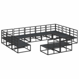 Berkfield Modern Garden Sofa Set With Cushion 11 Pcs Black Aluminium - thumbnail 7