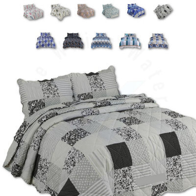 TheWhiteWater Limited Bedspread - Luxury Quilted - Reversible Two Sided - Bed Throw Warm Quilt - Bedspread Patchwork Reversible Set 150 Gsm - 3 Tog - image 1
