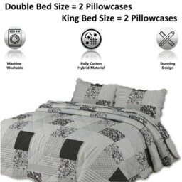 TheWhiteWater Limited Bedspread - Luxury Quilted - Reversible Two Sided - Bed Throw Warm Quilt - Bedspread Patchwork Reversible Set 150 Gsm - 3 Tog - thumbnail 6