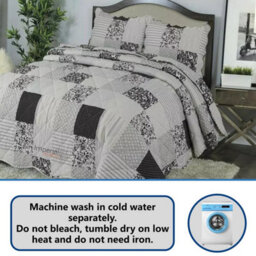 TheWhiteWater Limited Bedspread - Luxury Quilted - Reversible Two Sided - Bed Throw Warm Quilt - Bedspread Patchwork Reversible Set 150 Gsm - 3 Tog - thumbnail 2