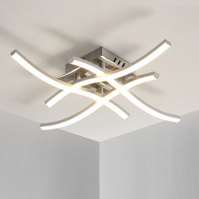 Pheashine Ceiling Light, Modern Wave-Shaped Ceiling Light 24W 4000K Silver 45X45X8Cm For Hallway Bedroom Living Room - image 1