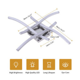 Pheashine Ceiling Light, Modern Wave-Shaped Ceiling Light 24W 4000K Silver 45X45X8Cm For Hallway Bedroom Living Room - thumbnail 3