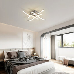 Pheashine Ceiling Light, Modern Wave-Shaped Ceiling Light 24W 4000K Silver 45X45X8Cm For Hallway Bedroom Living Room - thumbnail 5