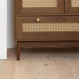 Walnut 2 Door Wardrobe Rattan 1 Drawer Birlea Croxley Mid Century Modern - thumbnail 4