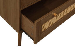 Walnut 2 Door Wardrobe Rattan 1 Drawer Birlea Croxley Mid Century Modern - thumbnail 7