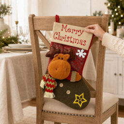 CLEFFNS 3Pcs Large Christmas Stockings Holiday Ornament Candy Bag Storage Family Holiday Mantel Fireplace Decorations - thumbnail 3