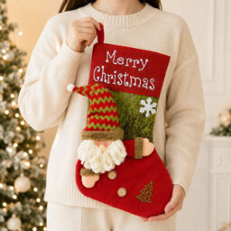 CLEFFNS 3Pcs Large Christmas Stockings Holiday Ornament Candy Bag Storage Family Holiday Mantel Fireplace Decorations - thumbnail 2