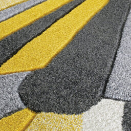 Yellow Easy To Clean Optical 3D Modern Rug For Dining Room-200Cm X 285Cm - thumbnail 2