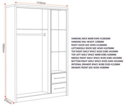 Seconique Seville 3 Door 2 Drawer Wardrobe In Oak And Grey Sheen Finish - thumbnail 8