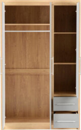 Seconique Seville 3 Door 2 Drawer Wardrobe In Oak And Grey Sheen Finish - thumbnail 3