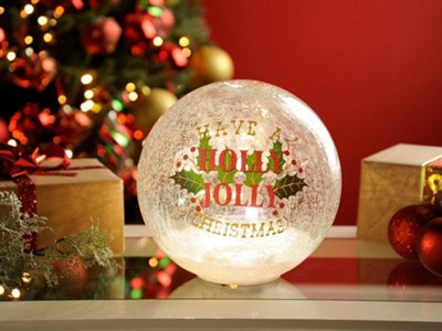 Festive Holly Jolly Crackle Ball - 15Cm