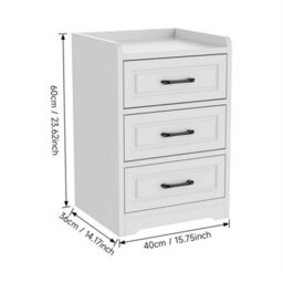 2Pcs Wooden Bedside Table Cabinet 3 Drawers - thumbnail 2