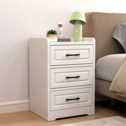 2Pcs Wooden Bedside Table Cabinet 3 Drawers - thumbnail 3