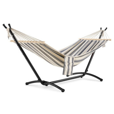 Hammock With Stand, Blue White 1 Person Hammock With Adjustable Frame - image 1