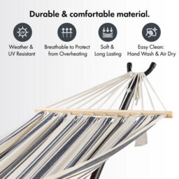 Hammock With Stand, Blue  White 1 Person Hammock With Adjustable Frame - thumbnail 4