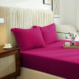 Ameha King Plain Dyed Fitted Sheet 40Cm- Extra Deep Pocket Pink Fitted Bed Sheets Soft Microfiber Bedding Sheet 152X200 Cm - thumbnail 6