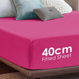 Ameha King Plain Dyed Fitted Sheet 40Cm- Extra Deep Pocket Pink Fitted Bed Sheets Soft Microfiber Bedding Sheet 152X200 Cm - thumbnail 2