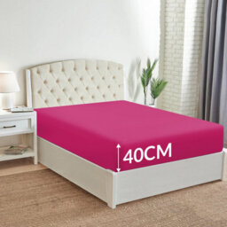 Ameha King Plain Dyed Fitted Sheet 40Cm- Extra Deep Pocket Pink Fitted Bed Sheets Soft Microfiber Bedding Sheet 152X200 Cm - thumbnail 8