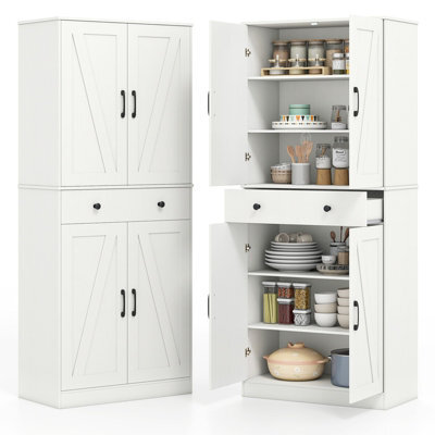 Costway 183Cm Tall Kitchen Pantry  Modern Cupboard Cabinet With 4 Barn Doors - image 1