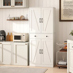 Costway 183Cm Tall Kitchen Pantry  Modern Cupboard Cabinet With 4 Barn Doors - thumbnail 3
