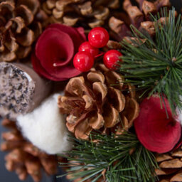Dibor 36Cm Pinecone And Roses Xmas Festive Decor Front Door Wreath Christmas Wreath - thumbnail 5