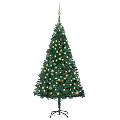 Berkfield Artificial Christmas Tree With Leds&ball Set Green 210 Cm Pvc - image 1