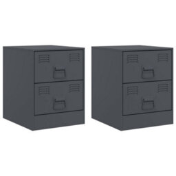Vidaxl Bedside Cabinets 2 Pcs Anthracite 34.5X39X44 Cm Steel - thumbnail 2