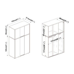 Urbn-Living Urbnliving 6 Sliding Doors Wardrobe Bedroom Storage Closet Clothes Hanging Rail Cupboard, Oak Carcass With Black Door - thumbnail 8