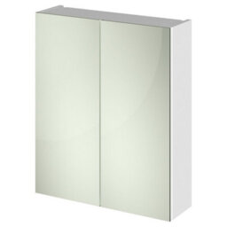 FNX Bathrooms Element 600mm 2 Door Gloss White Wall Hung Mirror Cabinet Contemporary 715mm