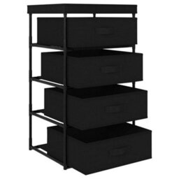 Berkfield Storage Rack With 4 Fabric Baskets Steel Black - thumbnail 3