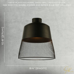 Happy Homewares Industrial Vintage Pendant Light Shade With Wire Mesh Grill Design - thumbnail 7
