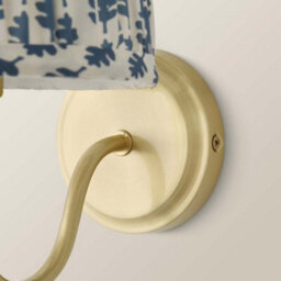 Valuelights Binky Pair Of Gold Rechargeable Wall Lights With Blue Floral Shade - thumbnail 4