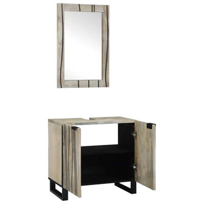 Berkfield Modern Bathroom Furniture Set With Shelf 2 Pcs White 62 X 33 X 58 Cm