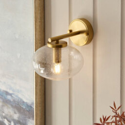Luminosa Lighting Luminosa Jacob Dome Wall Lamp Warm Brass Plate & Clear Bubble Glass E14 - thumbnail 4