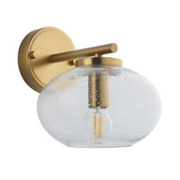 Luminosa Lighting Luminosa Jacob Dome Wall Lamp Warm Brass Plate & Clear Bubble Glass E14 - thumbnail 7
