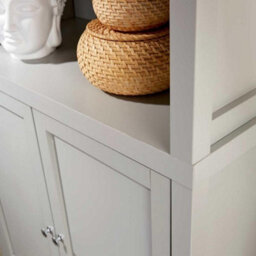Home Source Avon 3 Shelves With 2 Door Cupboard 36mm Thick Top Bookcase Display Storage Unit Grey - thumbnail 5