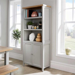 Home Source Avon 3 Shelves With 2 Door Cupboard 36mm Thick Top Bookcase Display Storage Unit Grey - thumbnail 2