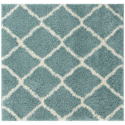 The Rugs Moroccan Shaggy Rugs And Runners Soft High Pile Duck Egg Blue And Ivory Living Room Kitchen Hallway 750 - image 1