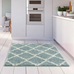 The Rugs Moroccan Shaggy Rugs And Runners Soft  High Pile Duck Egg Blue And Ivory Living Room Kitchen Hallway 750 - thumbnail 6