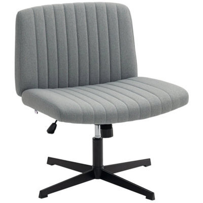 Linen Criss Cross Legged Office Chair With Rock Function, Grey - image 1