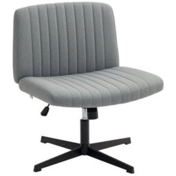 Linen Criss Cross Legged Office Chair With Rock Function, Grey - thumbnail 1