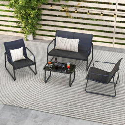 Costway 4 Pieces Patio Furniture Set Garden Outdoor Conversation Set W/table - thumbnail 4