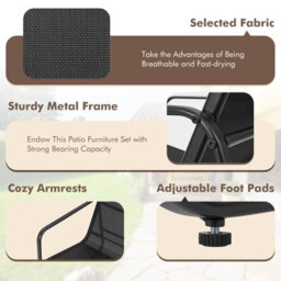 Costway 4 Pieces Patio Furniture Set Garden Outdoor Conversation Set W/table - thumbnail 6