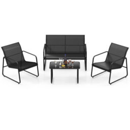 Costway 4 Pieces Patio Furniture Set Garden Outdoor Conversation Set W/table - thumbnail 2