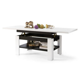 Heze Furniture Runa 2 In 1 Extending Coffee / Dining Table 130-170Cm - White / Black - thumbnail 6