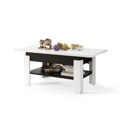Heze Furniture Runa 2 In 1 Extending Coffee / Dining Table 130-170Cm - White / Black - thumbnail 4