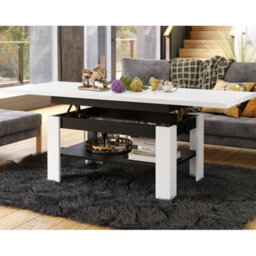 Heze Furniture Runa 2 In 1 Extending Coffee / Dining Table 130-170Cm - White / Black - thumbnail 2
