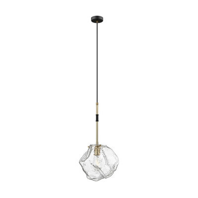 Luminosa Lighting Luminosa Rock Pendant Ceiling Light, Matt Black, Gold, 1X E27
