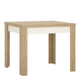 Furniture To Go Lyon Small Extending Dining Table 90/180Cm In Riviera Oak/white High Gloss