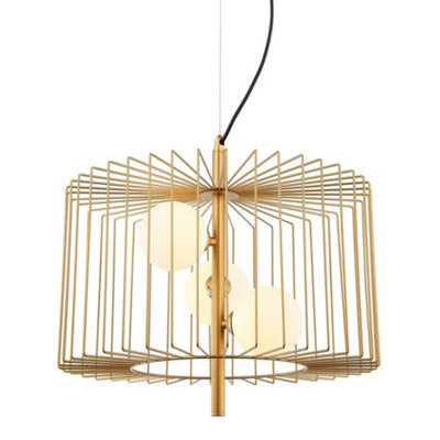 Luminosa Lighting Luminosa Modern Hanging Pendant Golden 3 Light  With Gold, White Shade, G9 - image 1